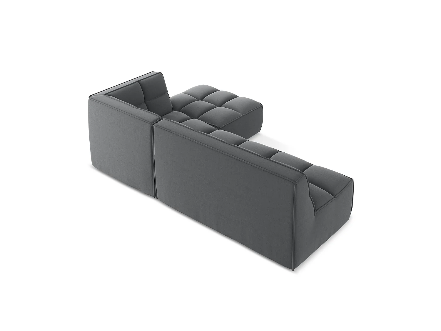 4-Sitzer Modulares Ecksofa - Ecke Rechts - Samt - Stahl - BELLUNO