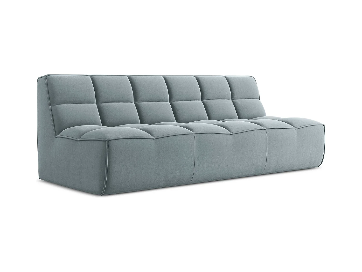 Driezits modulaire bank van lichtblauw velours - KALAI