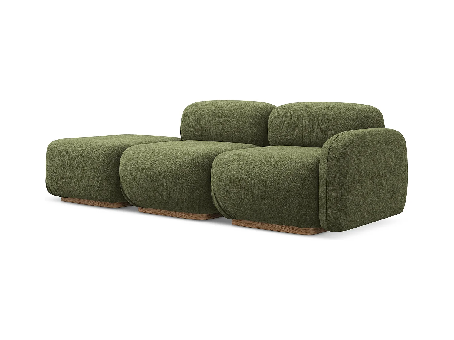 Canapé modulable 3 places gauche en tissu chenille - olive - AILANI