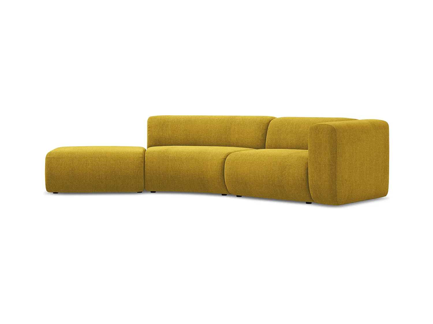Canapé modulable 4 places gauche en tissu chenille - moutarde - EKAHI