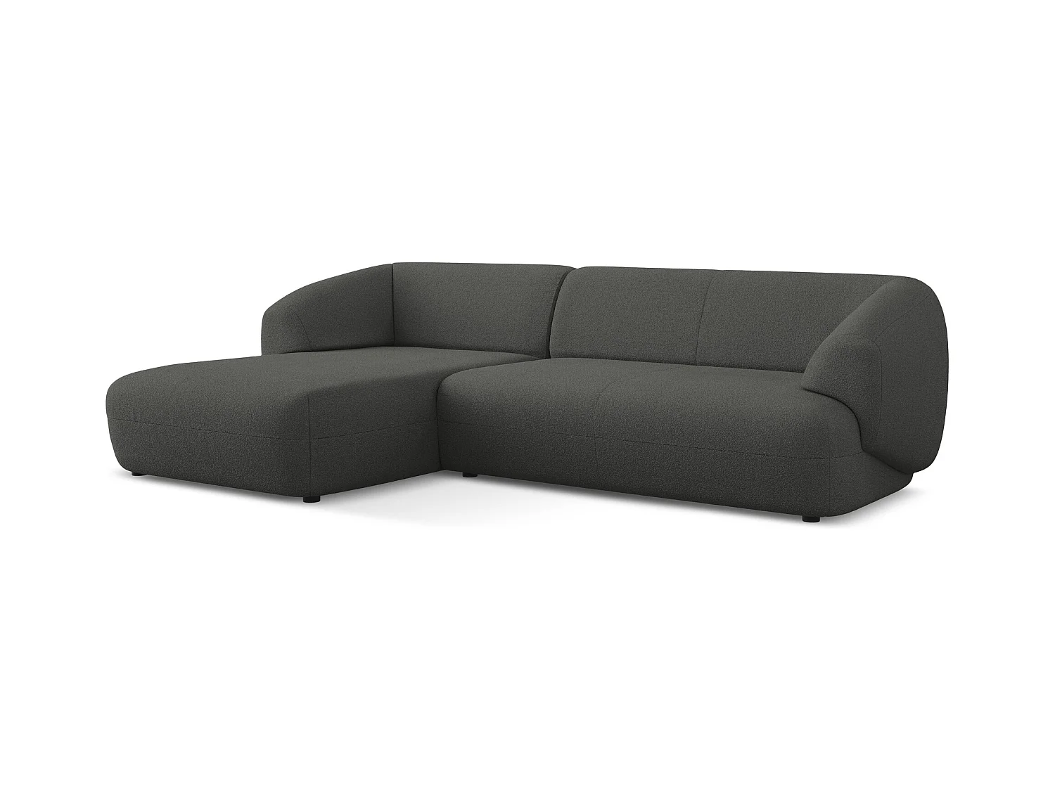 3-Sitzer Modulares Ecksofa - Ecke Links - Bouclé - Graphit - MOANA