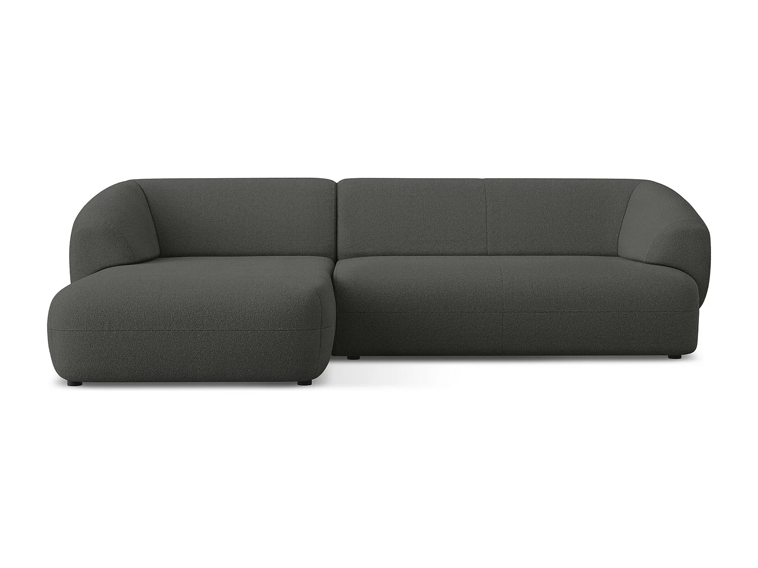 Canapé d'angle 3 places modulaire gauche en tissu bouclette - graphite - MOANA