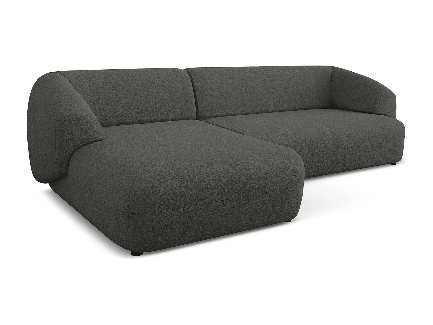 Canapé d'angle 3 places modulaire gauche en tissu bouclette - graphite - MOANA