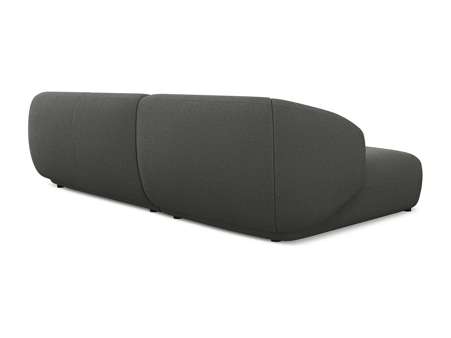 Canapé d'angle 3 places modulaire gauche en tissu bouclette - graphite - MOANA