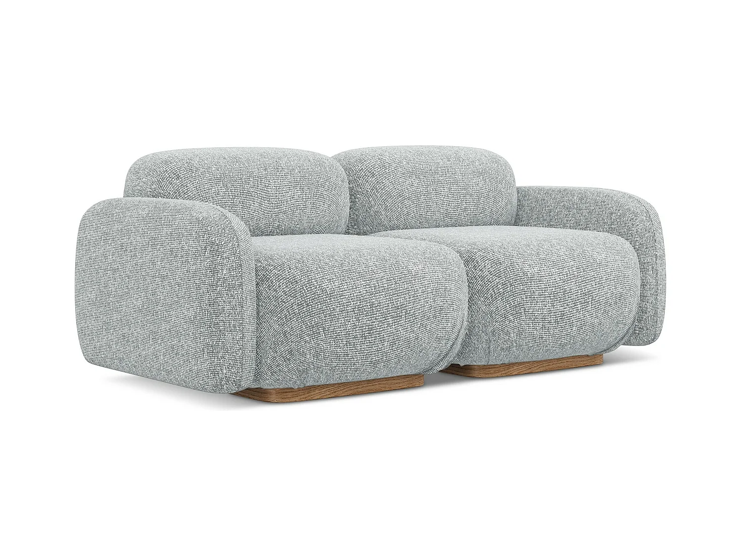 Modulares 3-Sitzer Sofa - - Strukturstoff - Silber - AILANI