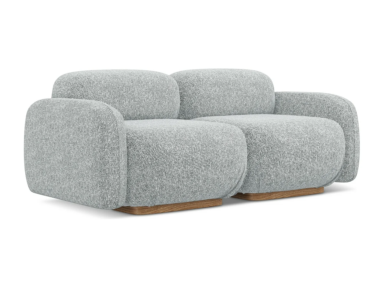 Driezits modulaire bank van zilver textuurstof - AILANI