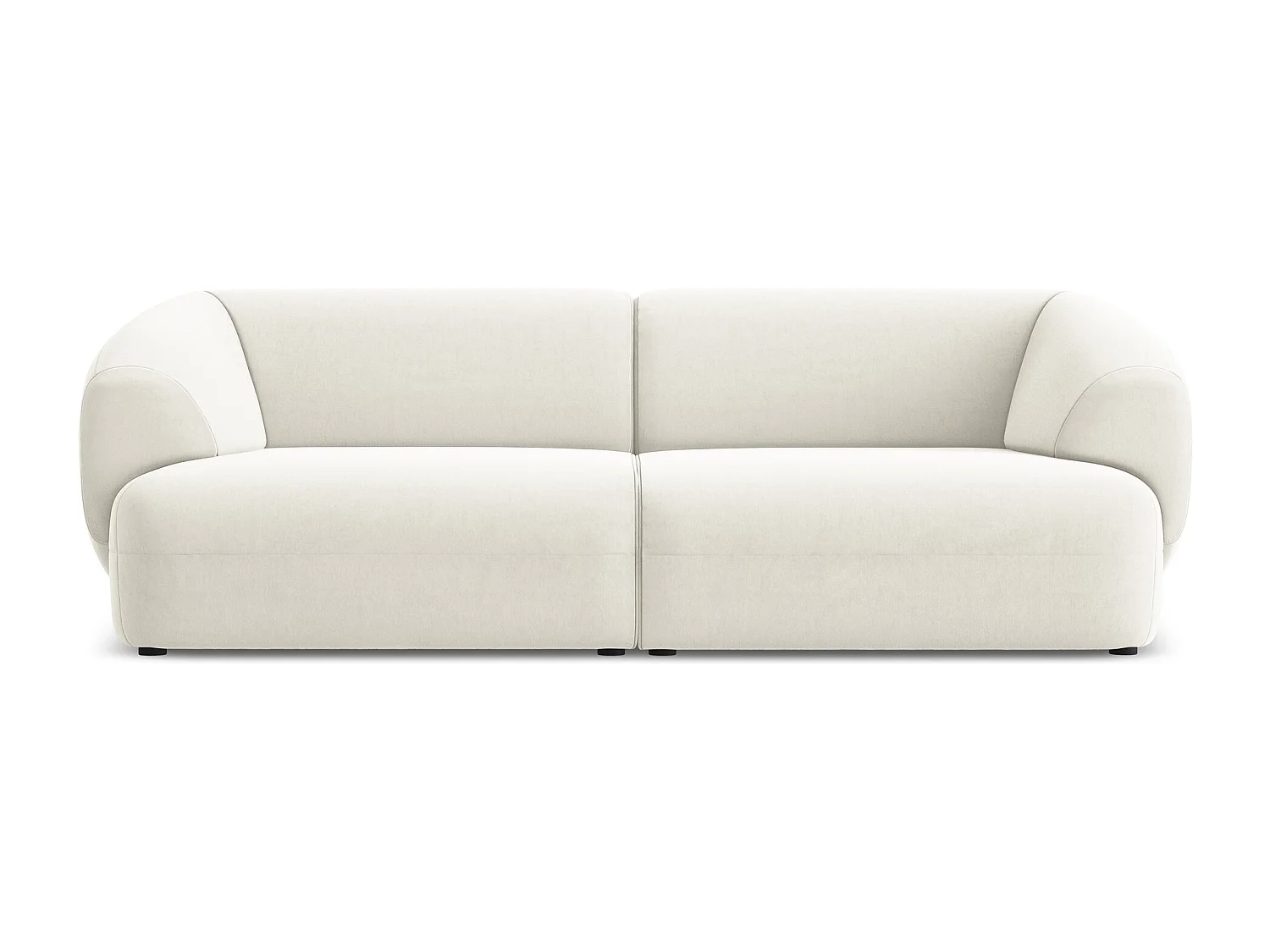 Canapé modulable 4 places en velours - beige clair - MOANA