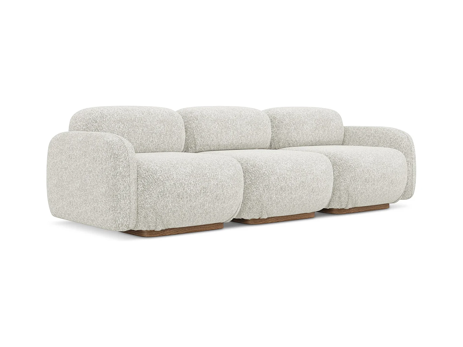 Canapé modulable 4 places en tissu texturé - beige clair - AILANI