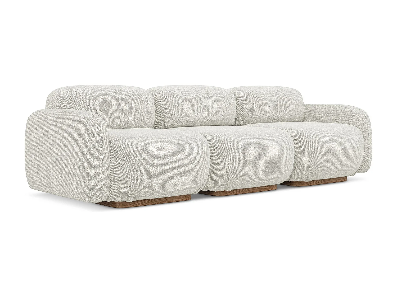 Canapé modulable 4 places en tissu texturé - beige clair - AILANI