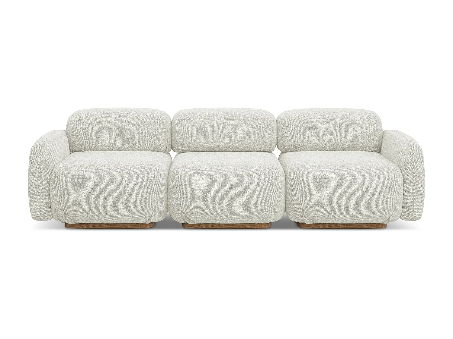 Canapé modulable 4 places en tissu texturé - beige clair - AILANI