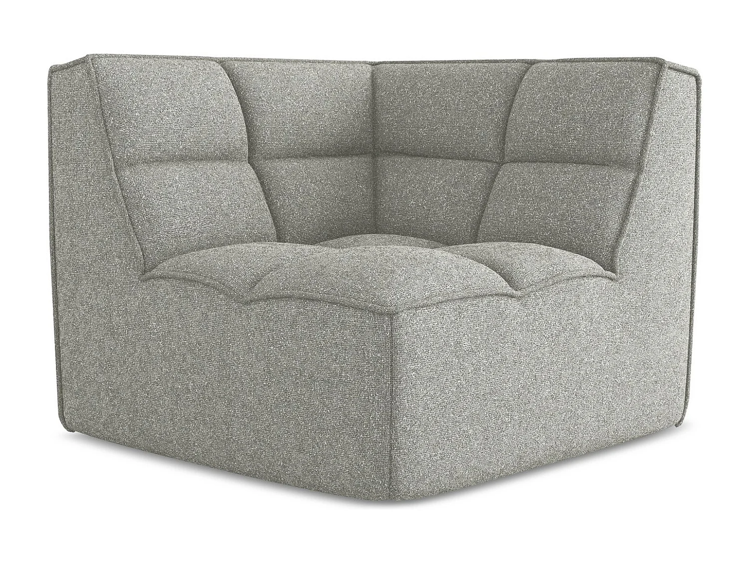 Fauteuil d'angle pour canapé modulable en tissu texturé - gris clair - KALAI
