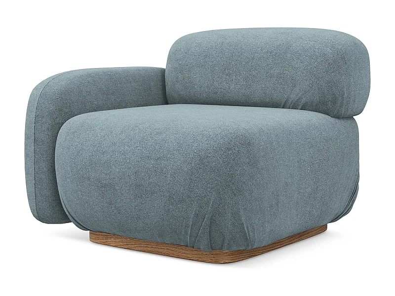 Module avec accoudoirs gauche en tissu bouclette - jeans - AILANI