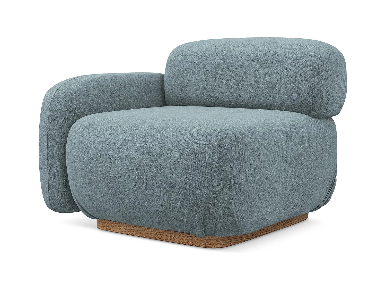 Module avec accoudoirs gauche en tissu bouclette - jeans - AILANI