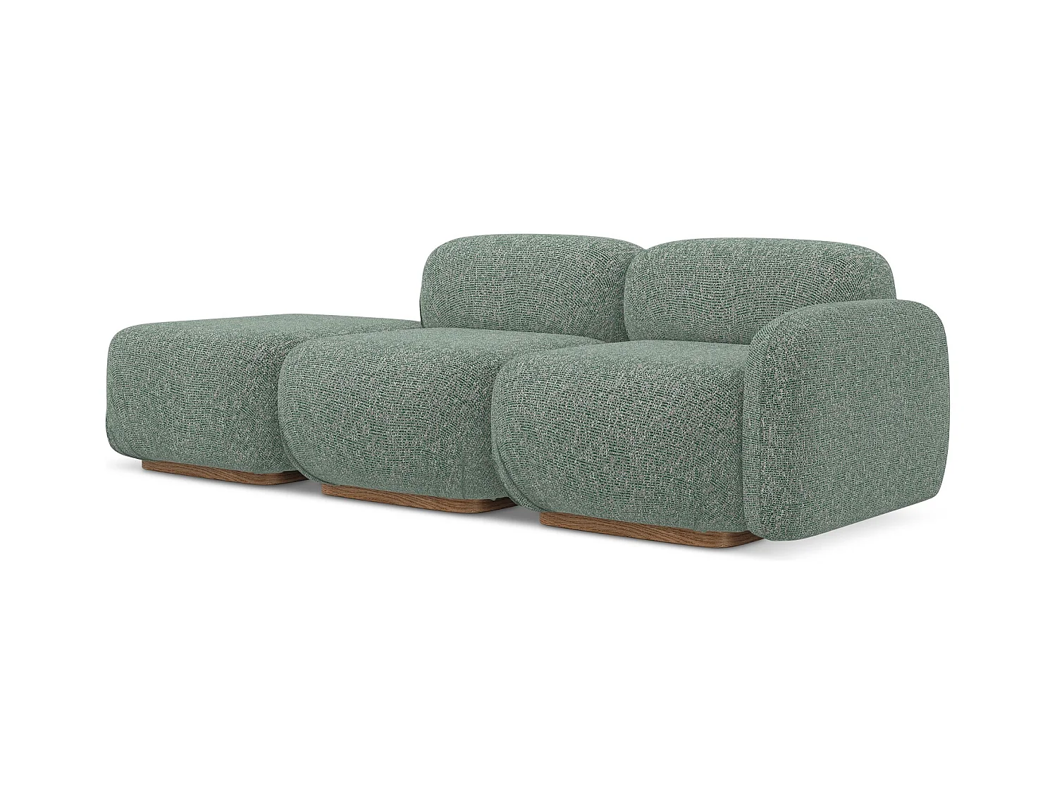 Canapé modulable 3 places gauche en tissu texturé - vert clair - AILANI