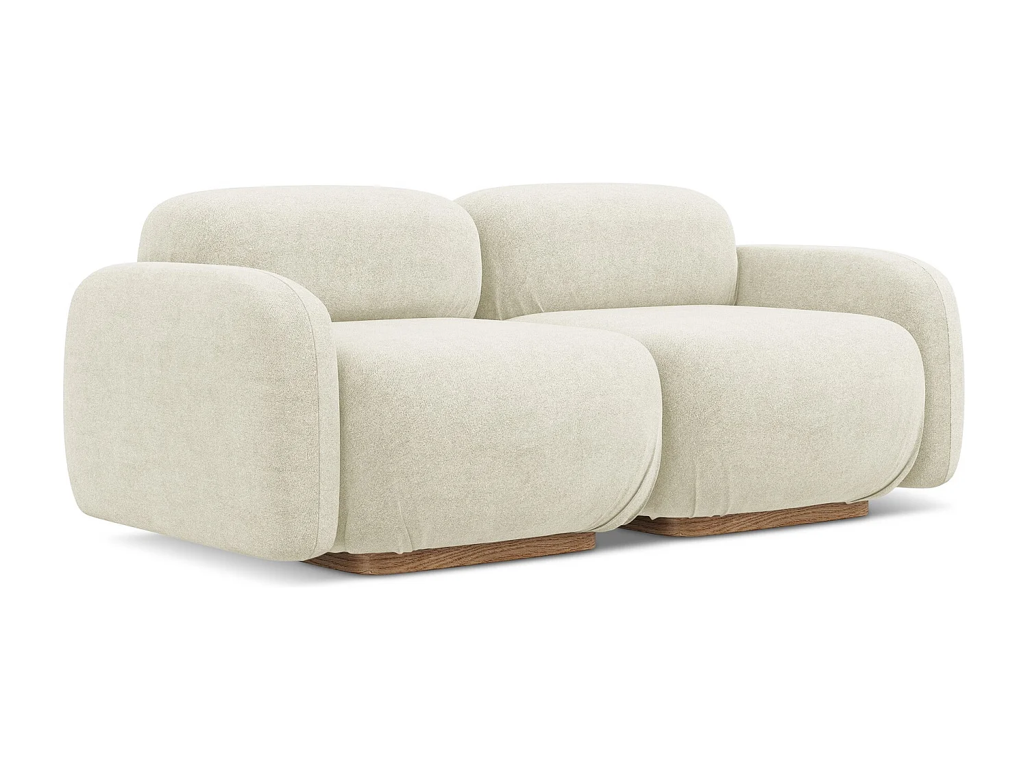 Canapé modulable 3 places en tissu bouclette - blanc - AILANI