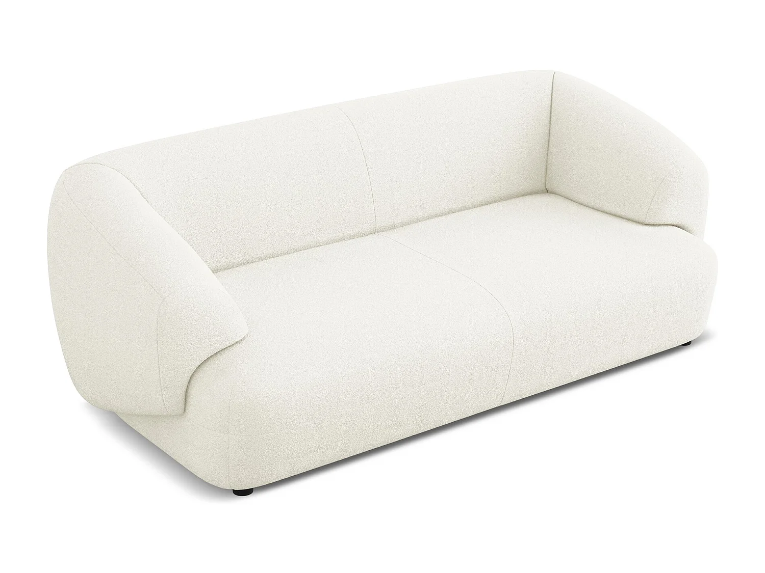 Canapé 3 places en tissu bouclette - blanc - MOANA