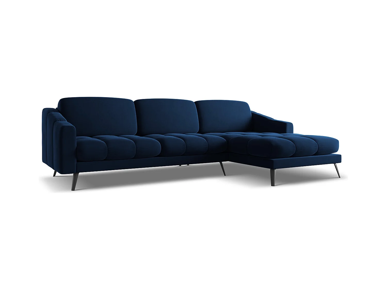 Ecksofa - Ecke Rechts - Samt - Königsblau - NALU