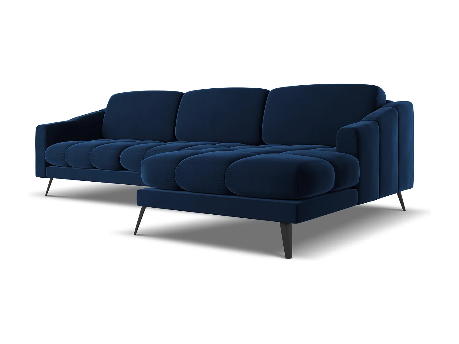 Canapé d'angle droit en velours - bleu royal - NALU