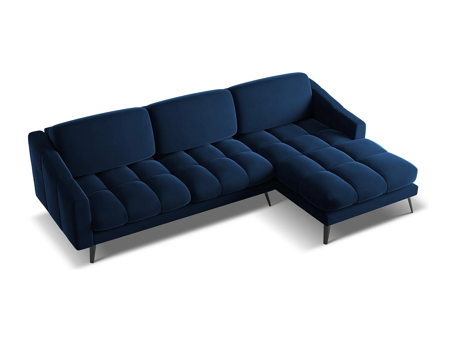 Canapé d'angle droit en velours - bleu royal - NALU