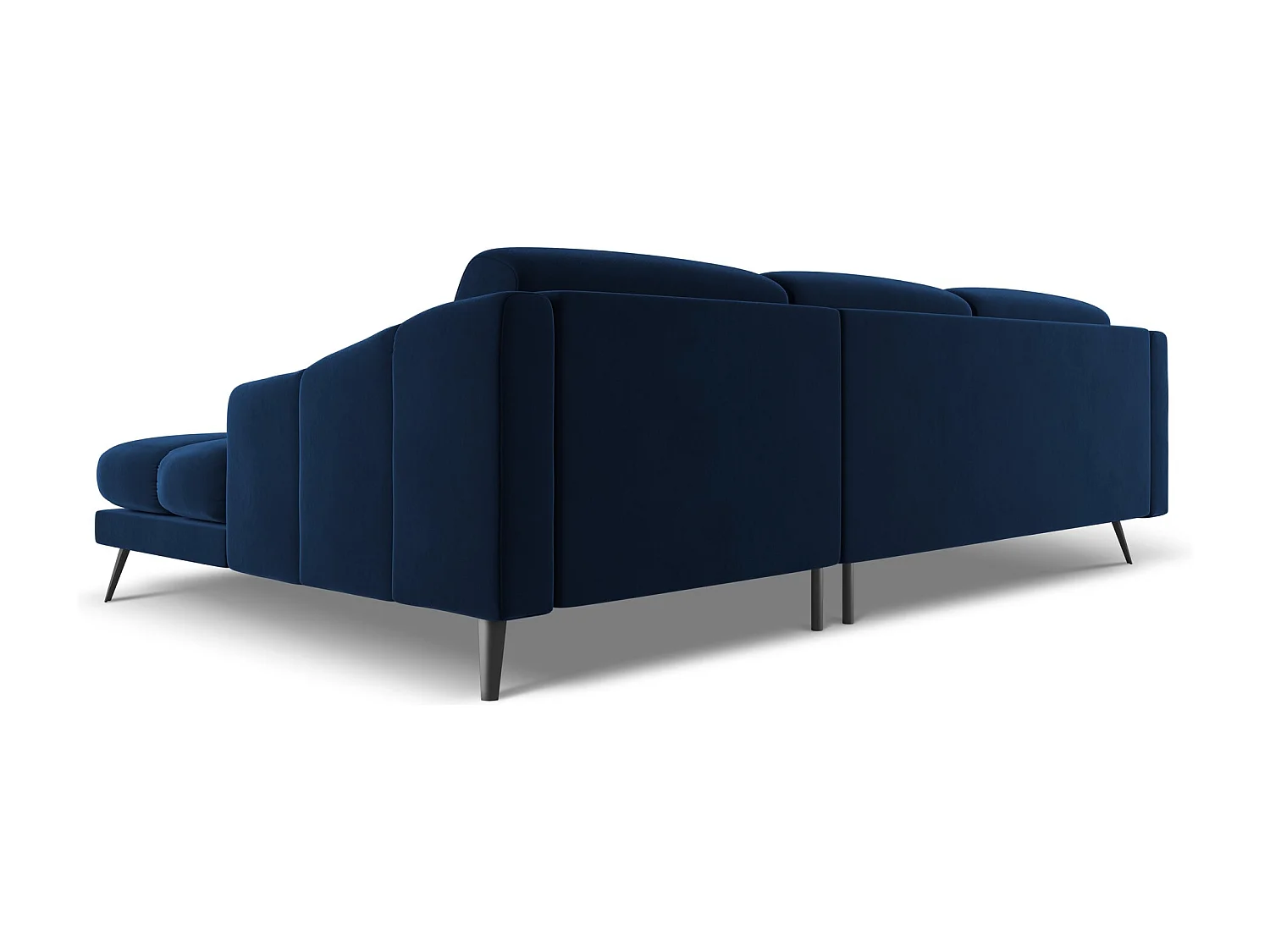 Sofá de canto direito 3 lugares em veludo azul royal - NALU