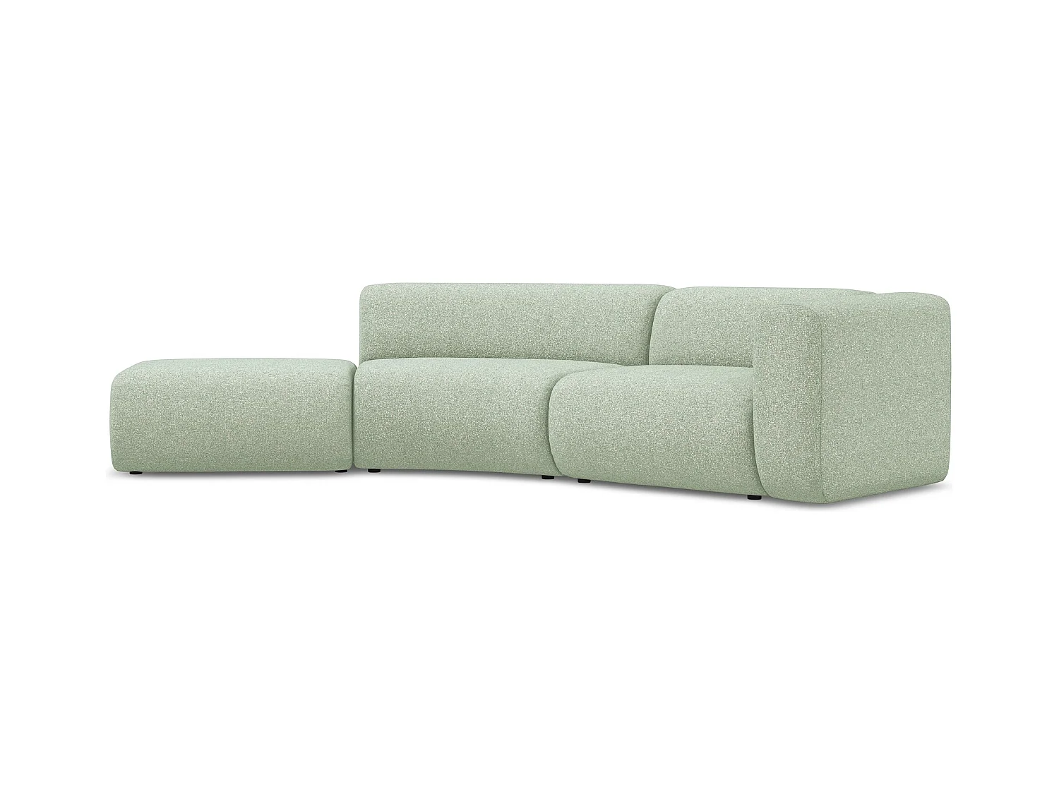 Canapé modulable 4 places gauche en tissu texturé - vert clair - EKAHI