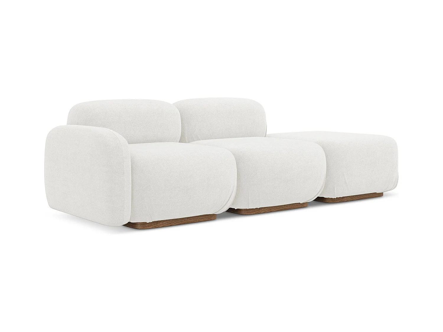 Canapé modulable 3 places droit en tissu bouclette - blanc - AILANI