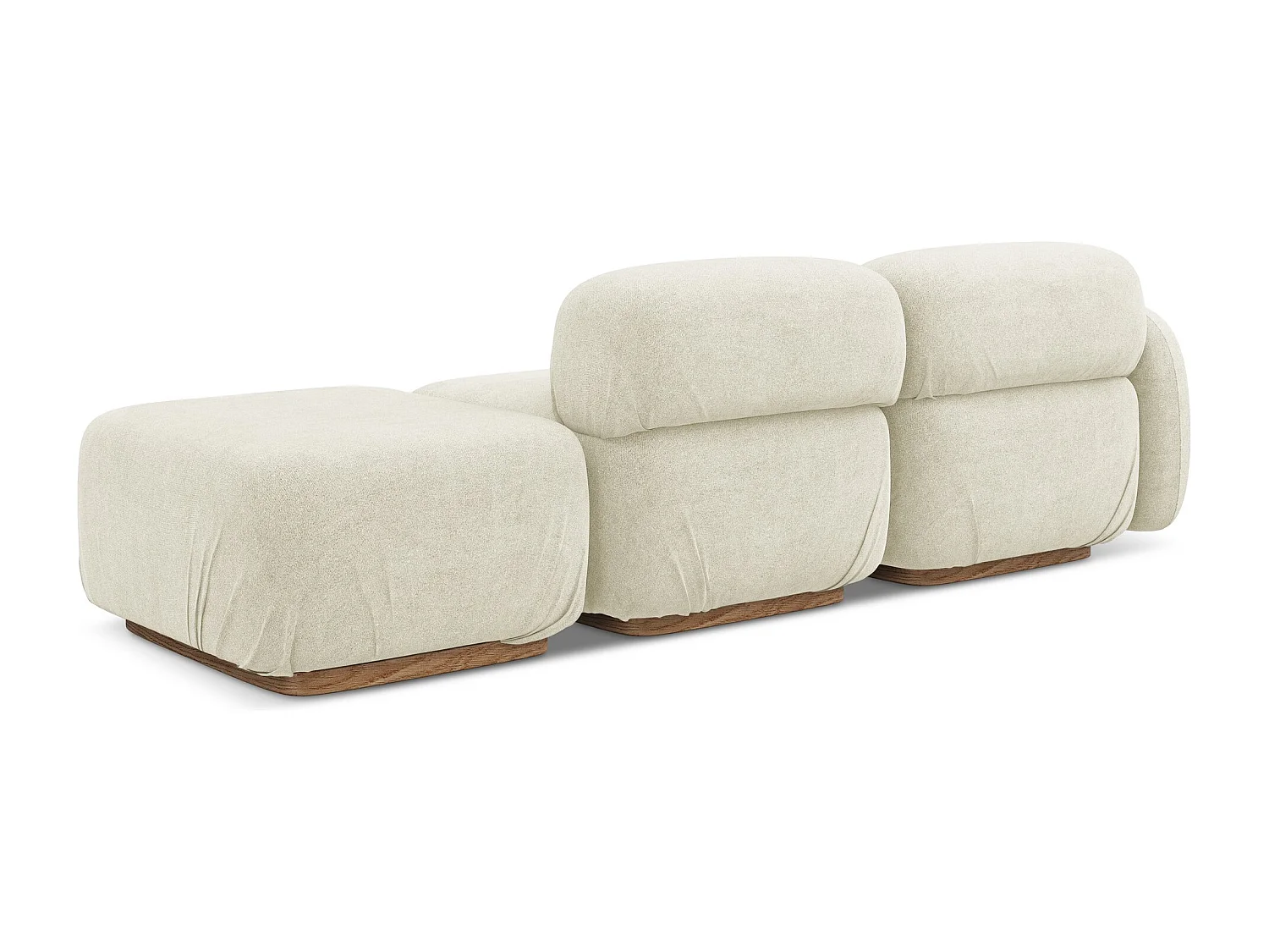 Canapé modulable 3 places droit en tissu bouclette - blanc - AILANI