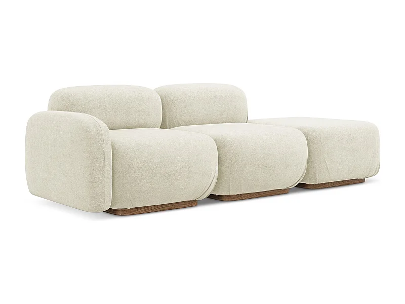 Canapé modulable 3 places droit en tissu bouclette - blanc - AILANI