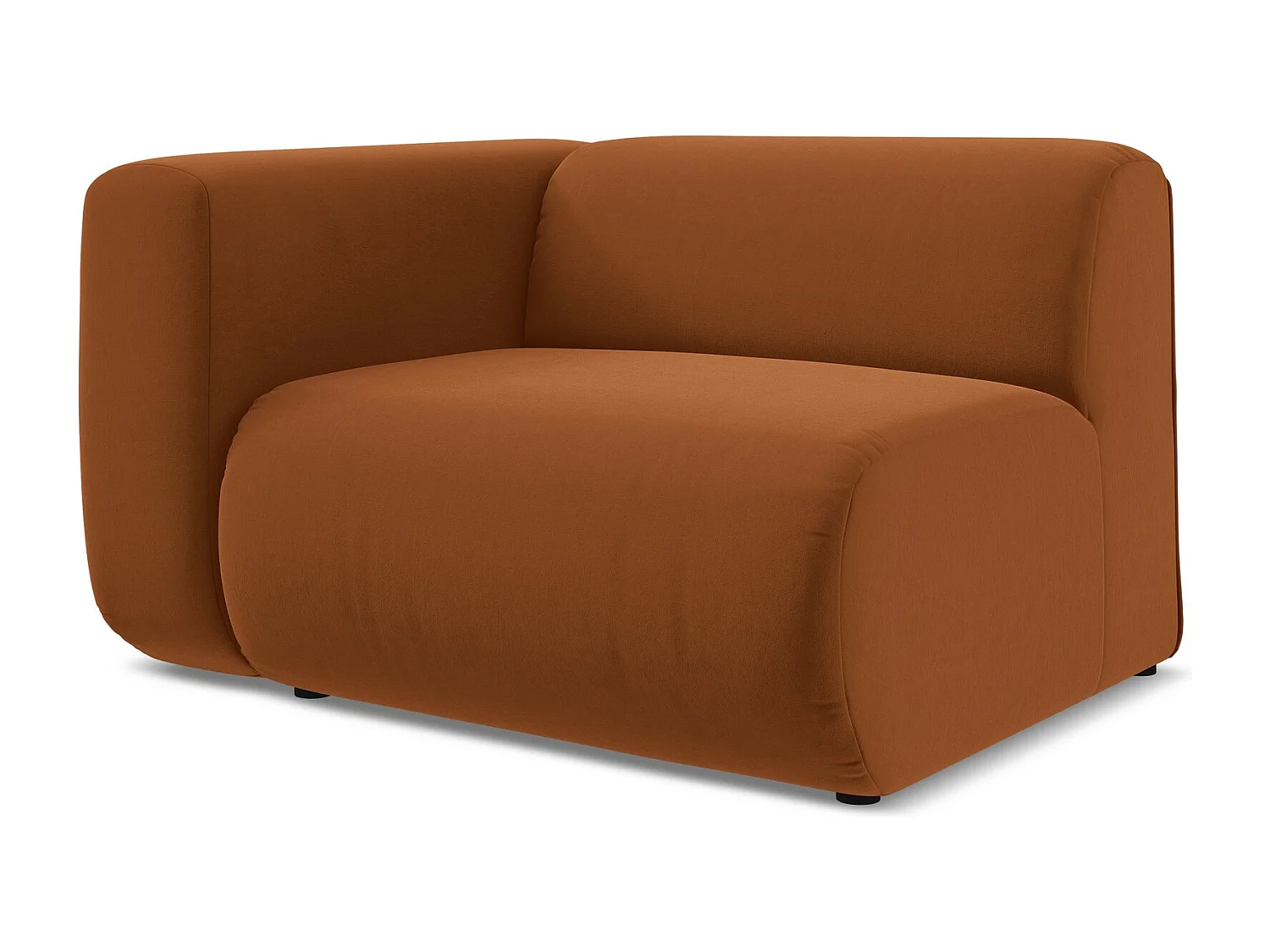 Module avec accoudoirs gauche en velours - terre cuite - EKAHI