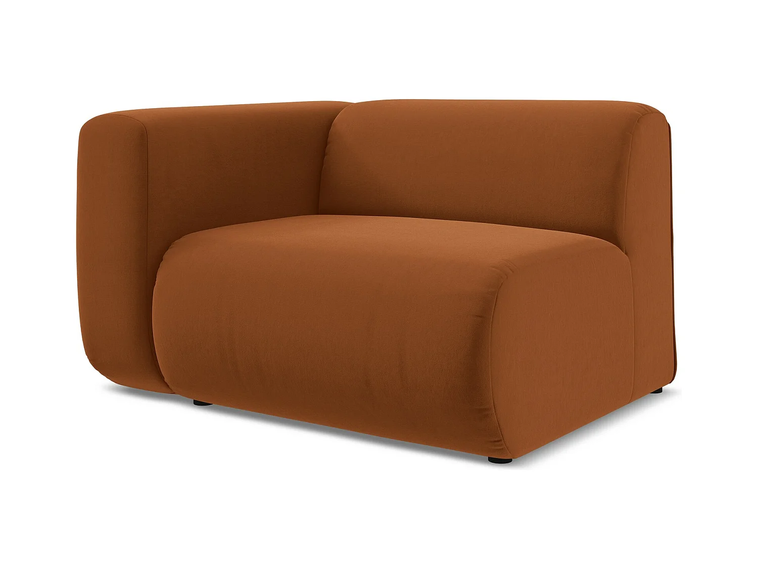 Bankmodule met armleuning links van terracotta velours - EKAHI