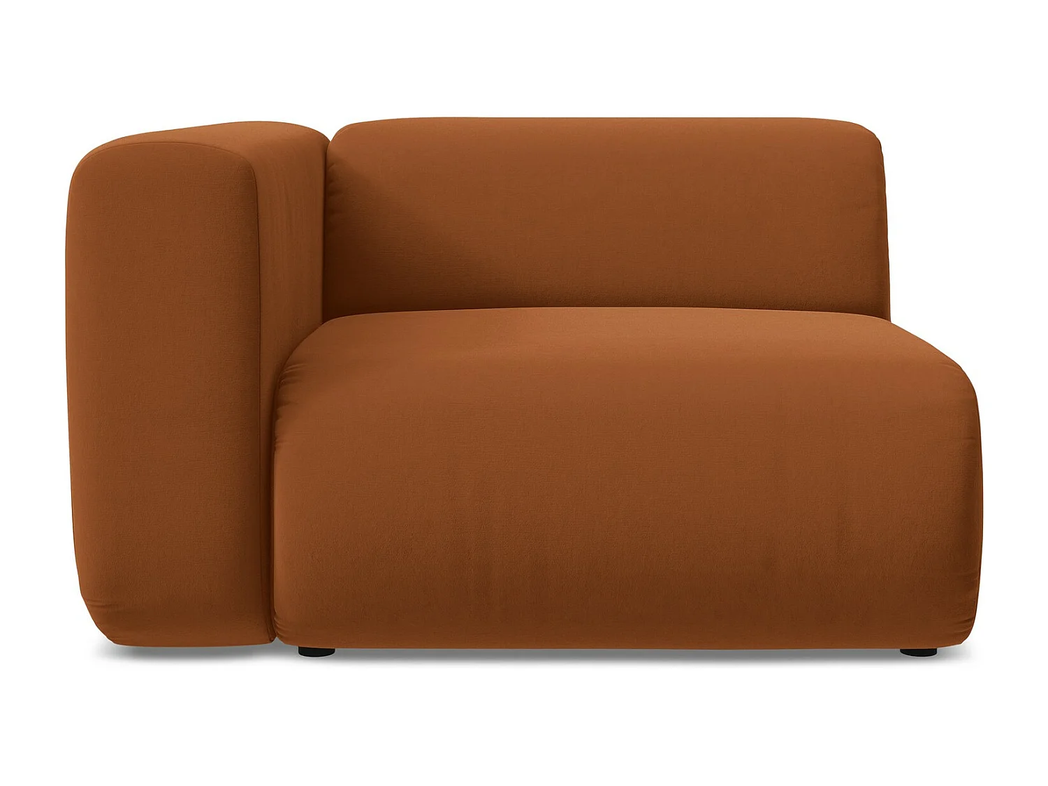 Module avec accoudoirs gauche en velours - terre cuite - EKAHI
