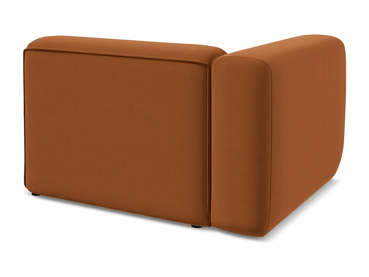 Module avec accoudoirs gauche en velours - terre cuite - EKAHI