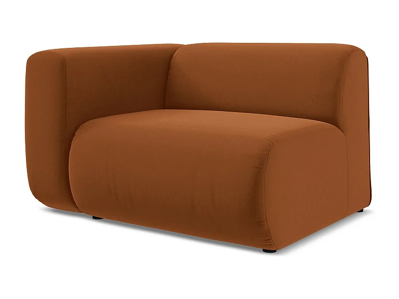 Module avec accoudoirs gauche en velours - terre cuite - EKAHI