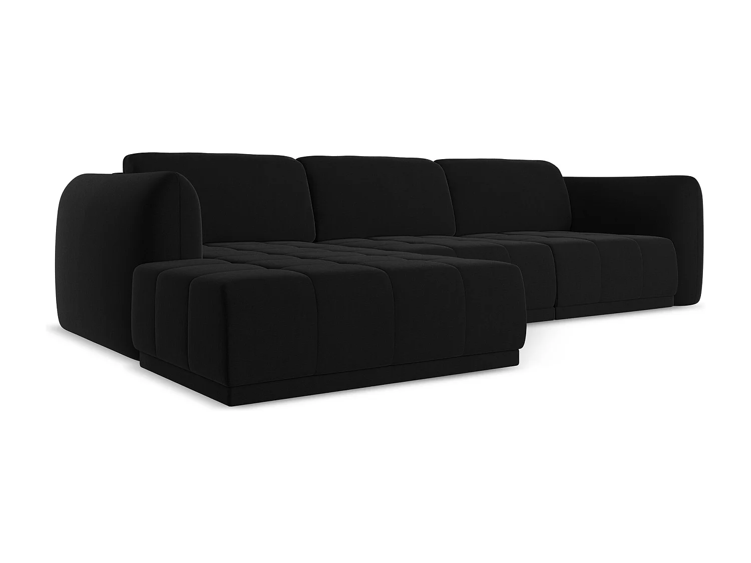 Ecksofa - Ecke Links - Samt - Schwarz - HOKU