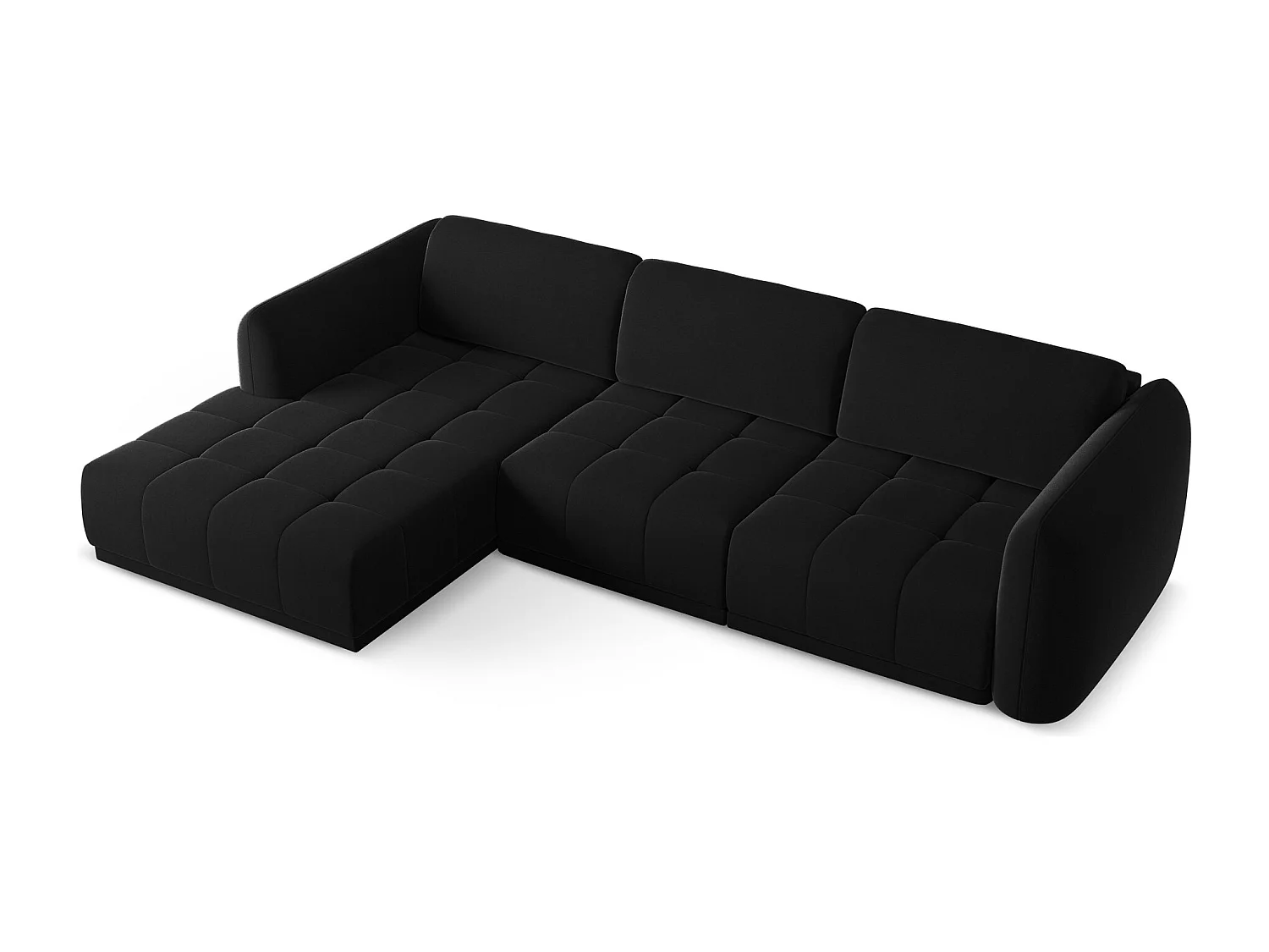 Ecksofa - Ecke Links - Samt - Schwarz - HOKU