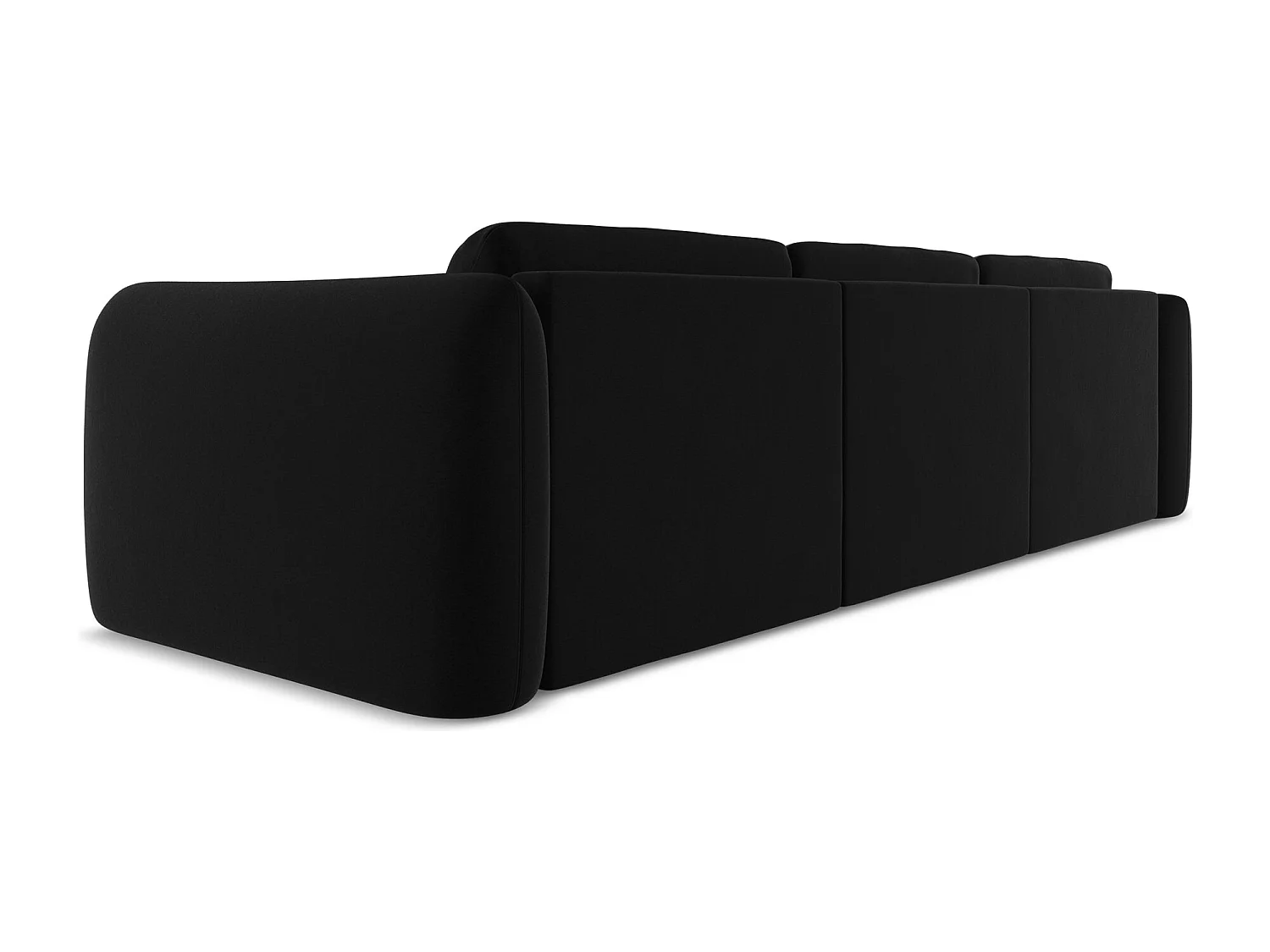 Ecksofa - Ecke Links - Samt - Schwarz - HOKU