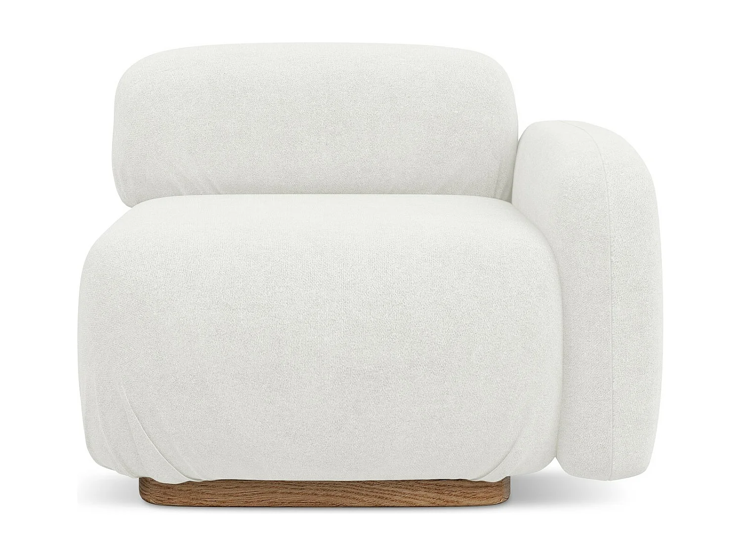 Módulo de sofá com apoio de braço direito em tecido bouclé branco - AILANI