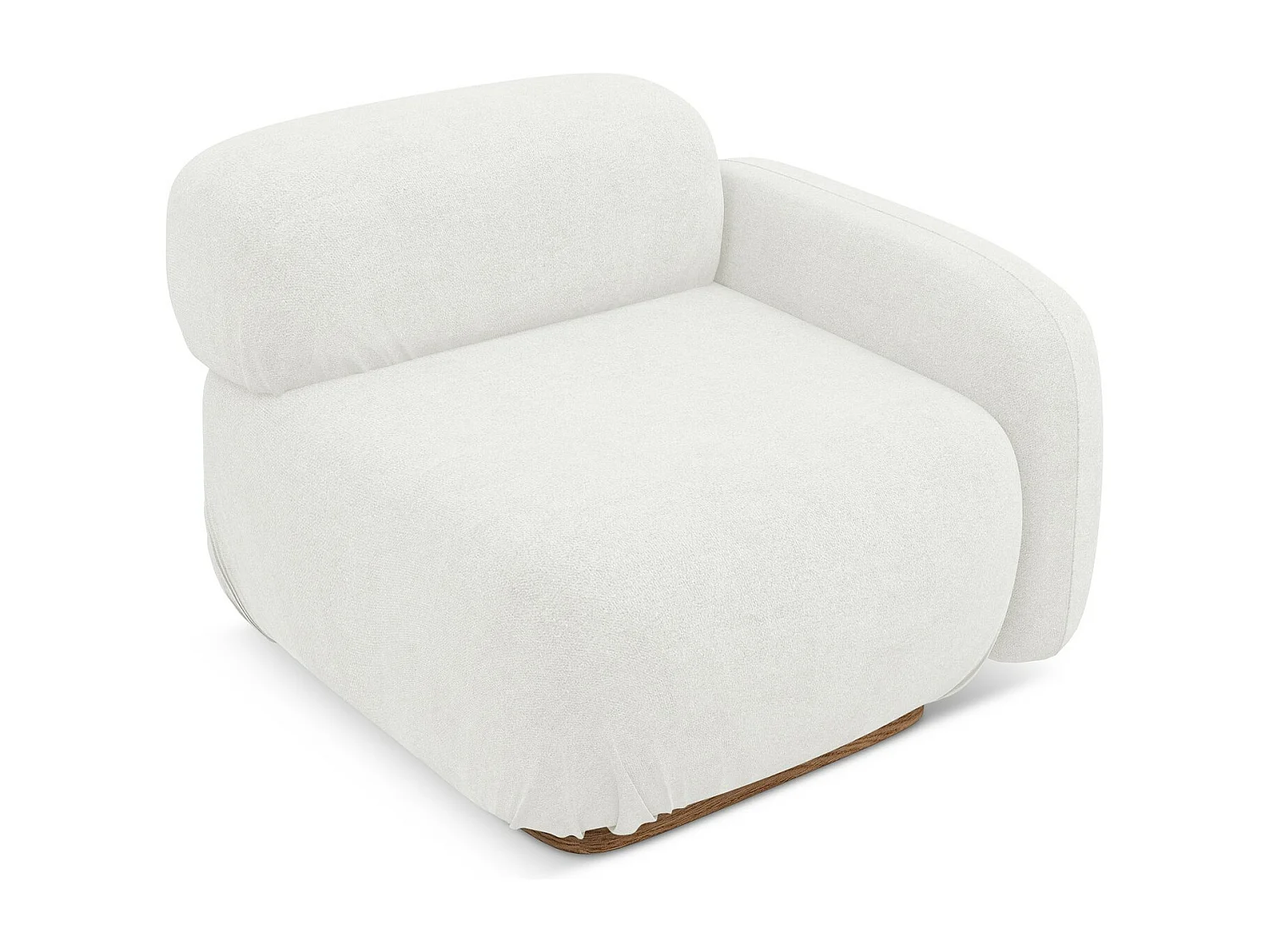 Módulo de sofá com apoio de braço direito em tecido bouclé branco - AILANI