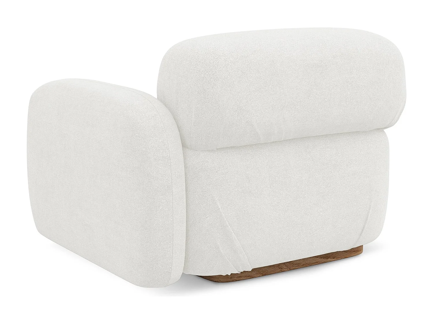 Módulo de sofá com apoio de braço direito em tecido bouclé branco - AILANI