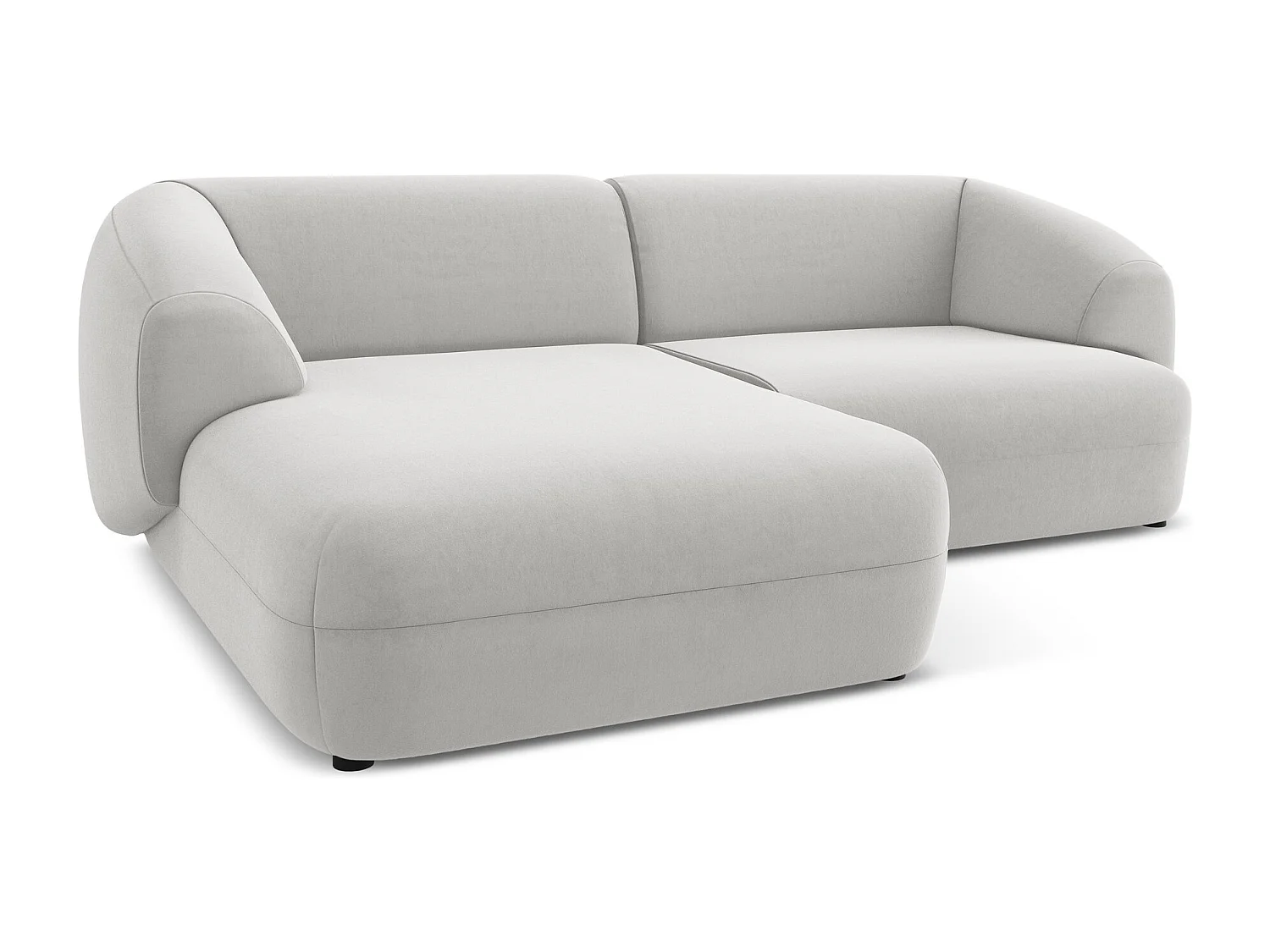 Canapé d'angle 2,5 places modulaire gauche en velours - argent - MOANA