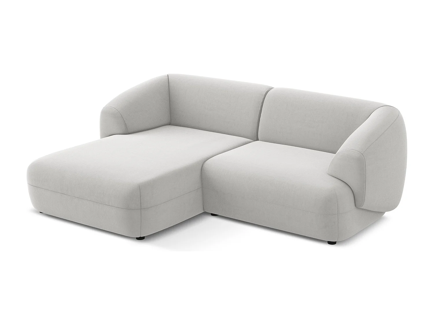 Canapé d'angle 2,5 places modulaire gauche en velours - argent - MOANA