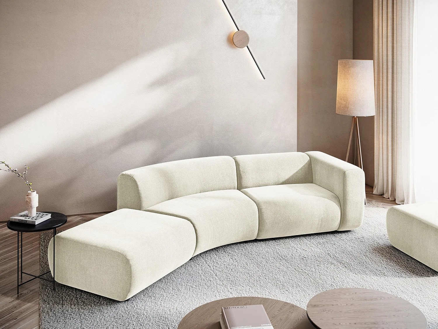 4-Sitzer Sofa Links - - Chenille - Beige - EKAHI