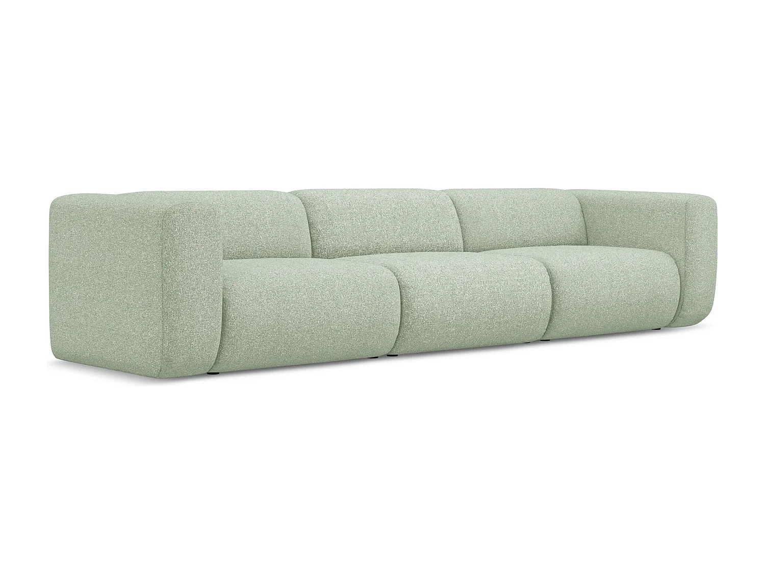 Canapé modulable 4 places en tissu texturé - vert clair - EKAHI