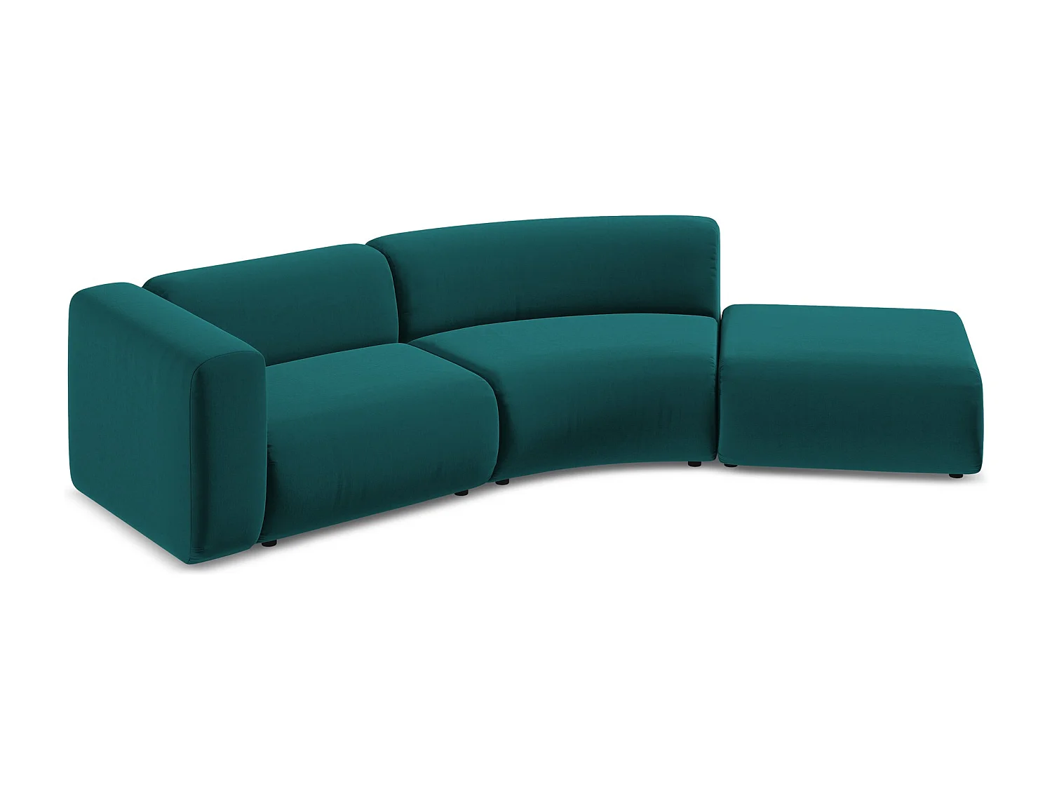 Canapé modulable 4 places droit en velours - marin - EKAHI