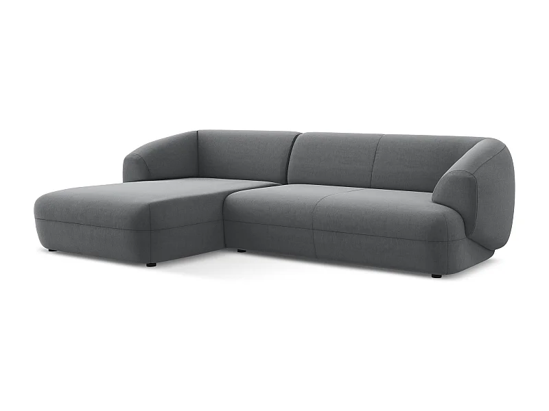 3-Sitzer Modulares Ecksofa - Ecke Links - Samt - Stahl - MOANA