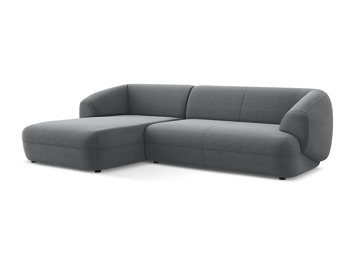 3-Sitzer Modulares Ecksofa - Ecke Links - Samt - Stahl - MOANA