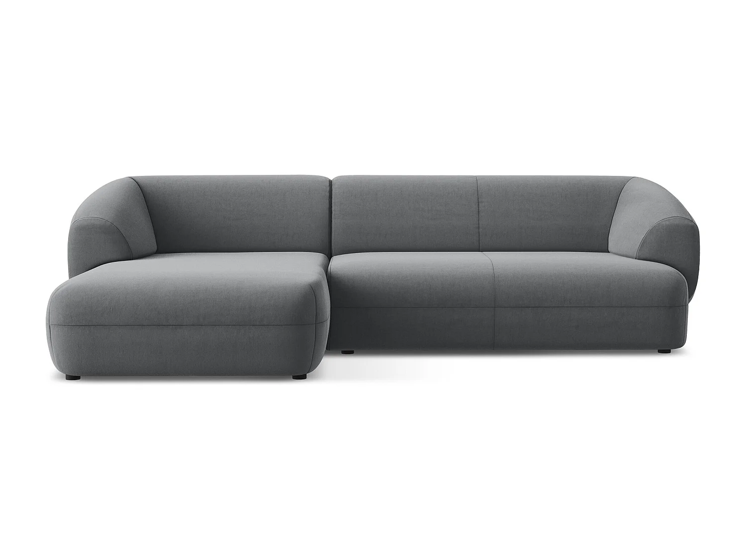 3-Sitzer Modulares Ecksofa - Ecke Links - Samt - Stahl - MOANA