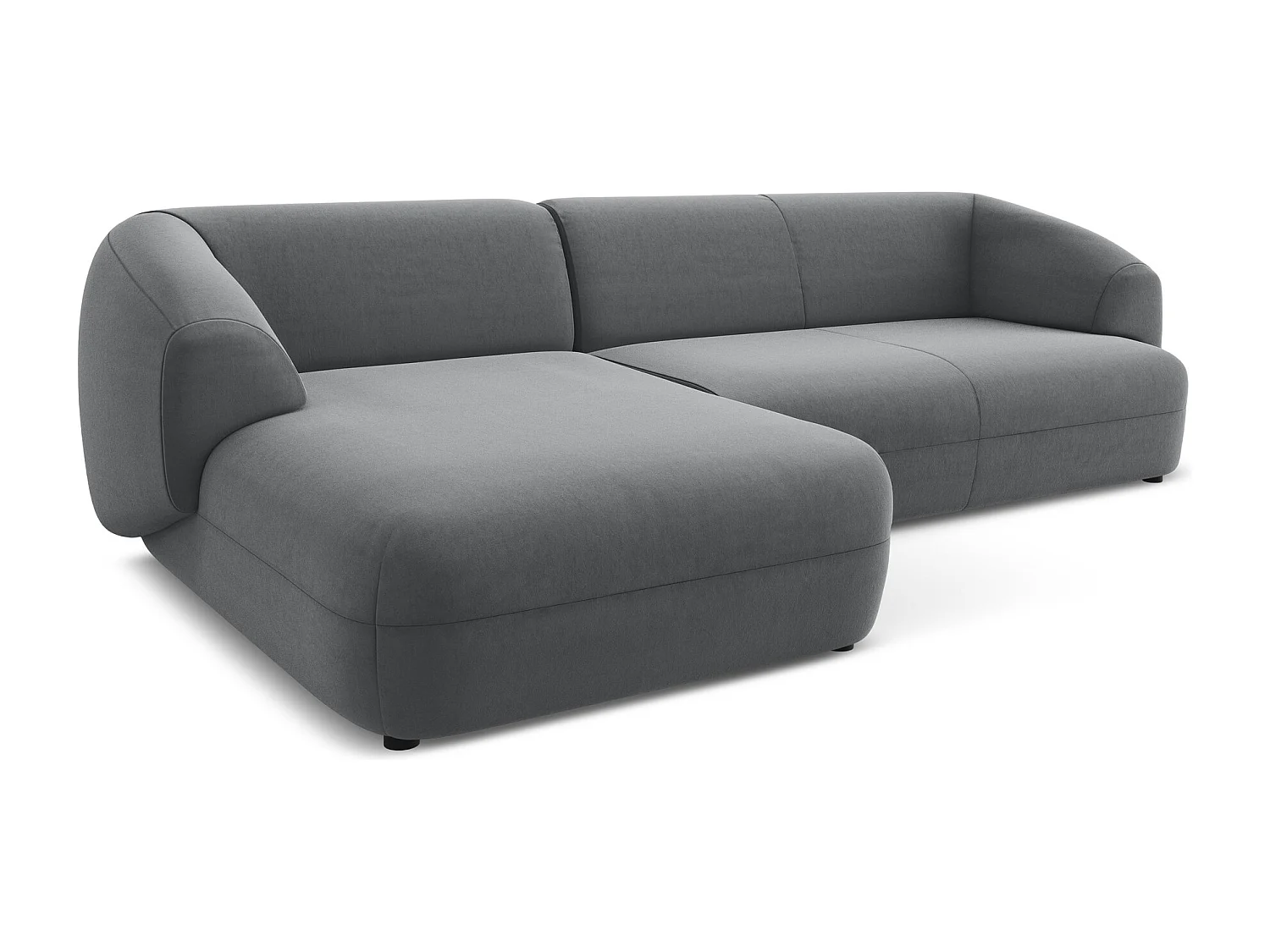 3-Sitzer Modulares Ecksofa - Ecke Links - Samt - Stahl - MOANA