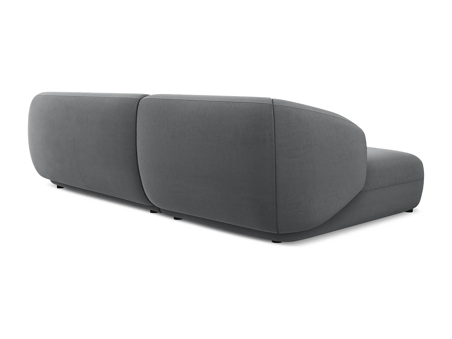 3-Sitzer Modulares Ecksofa - Ecke Links - Samt - Stahl - MOANA