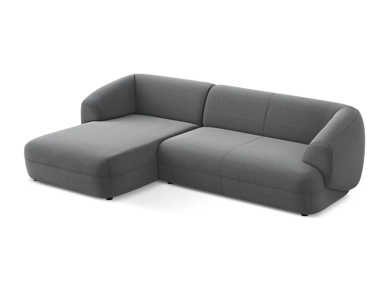 Canapé d'angle 3 places modulaire gauche en velours - acier - MOANA